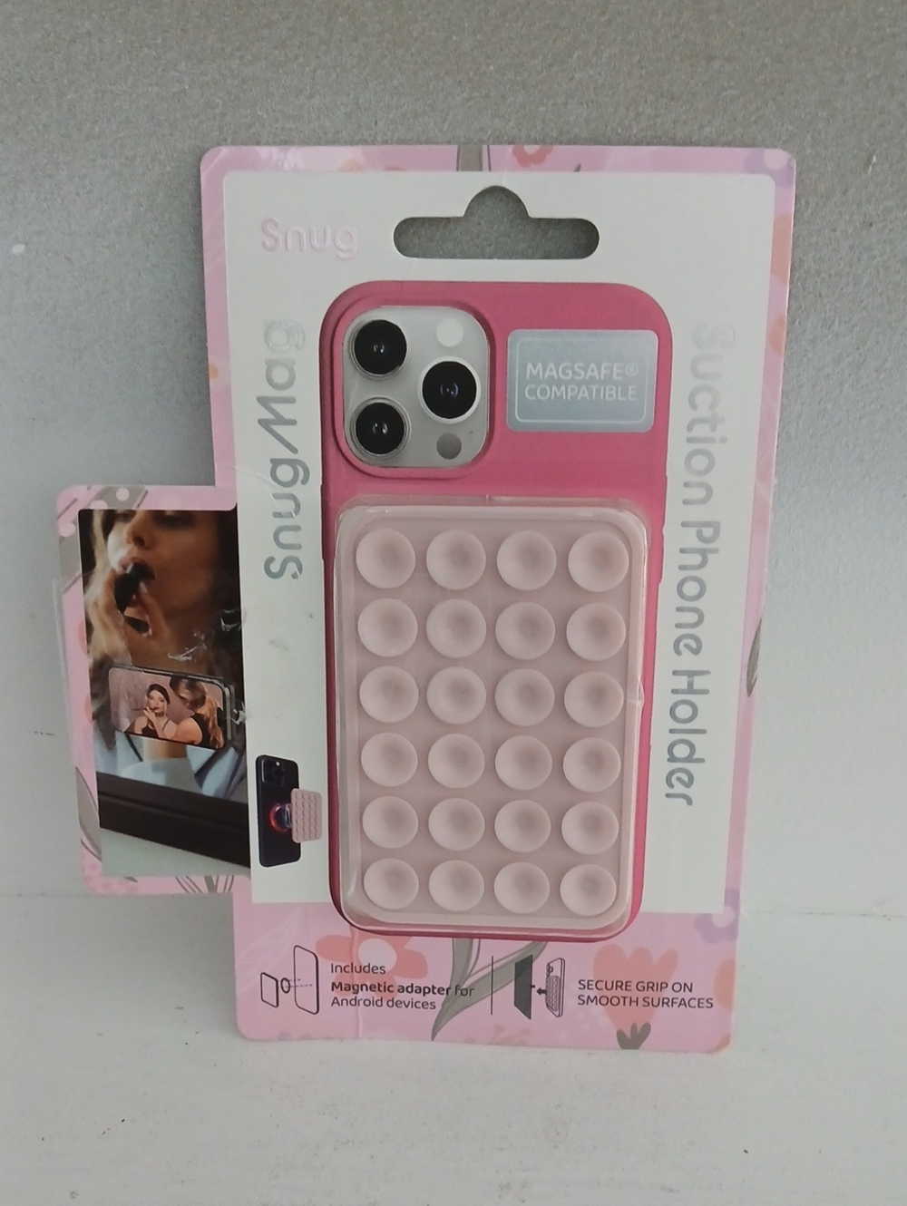 Pink Suction Phone Holder Case - MagSafe Compatible